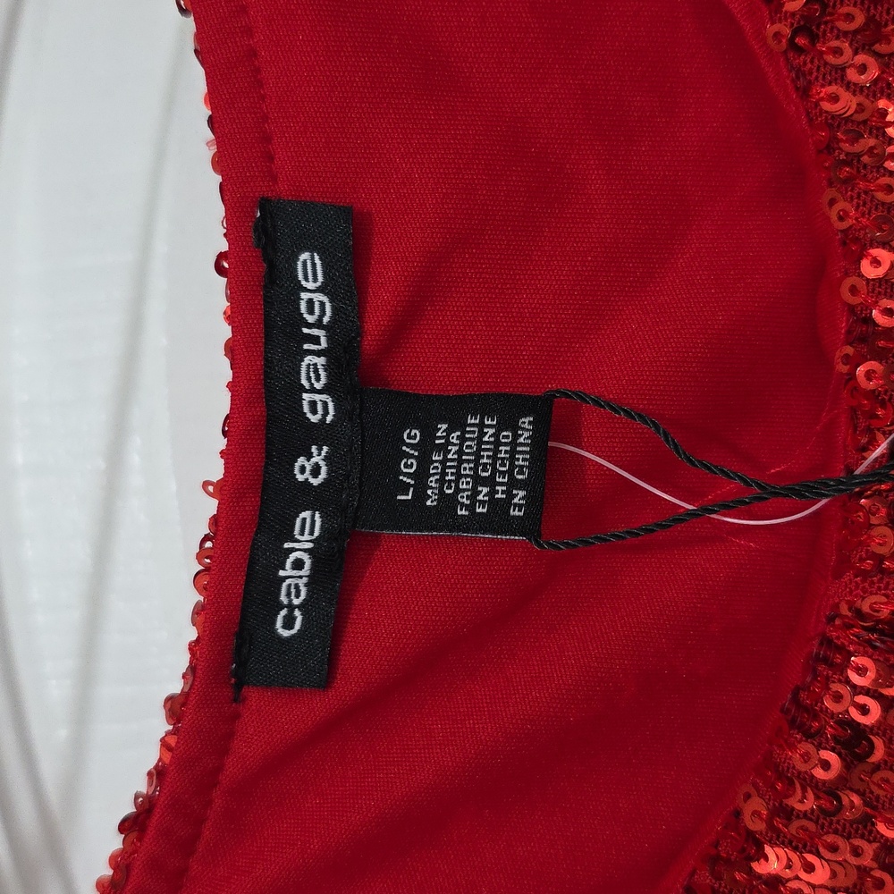 NWT Red Sequin Ruffle Top - Picture 2 of 4